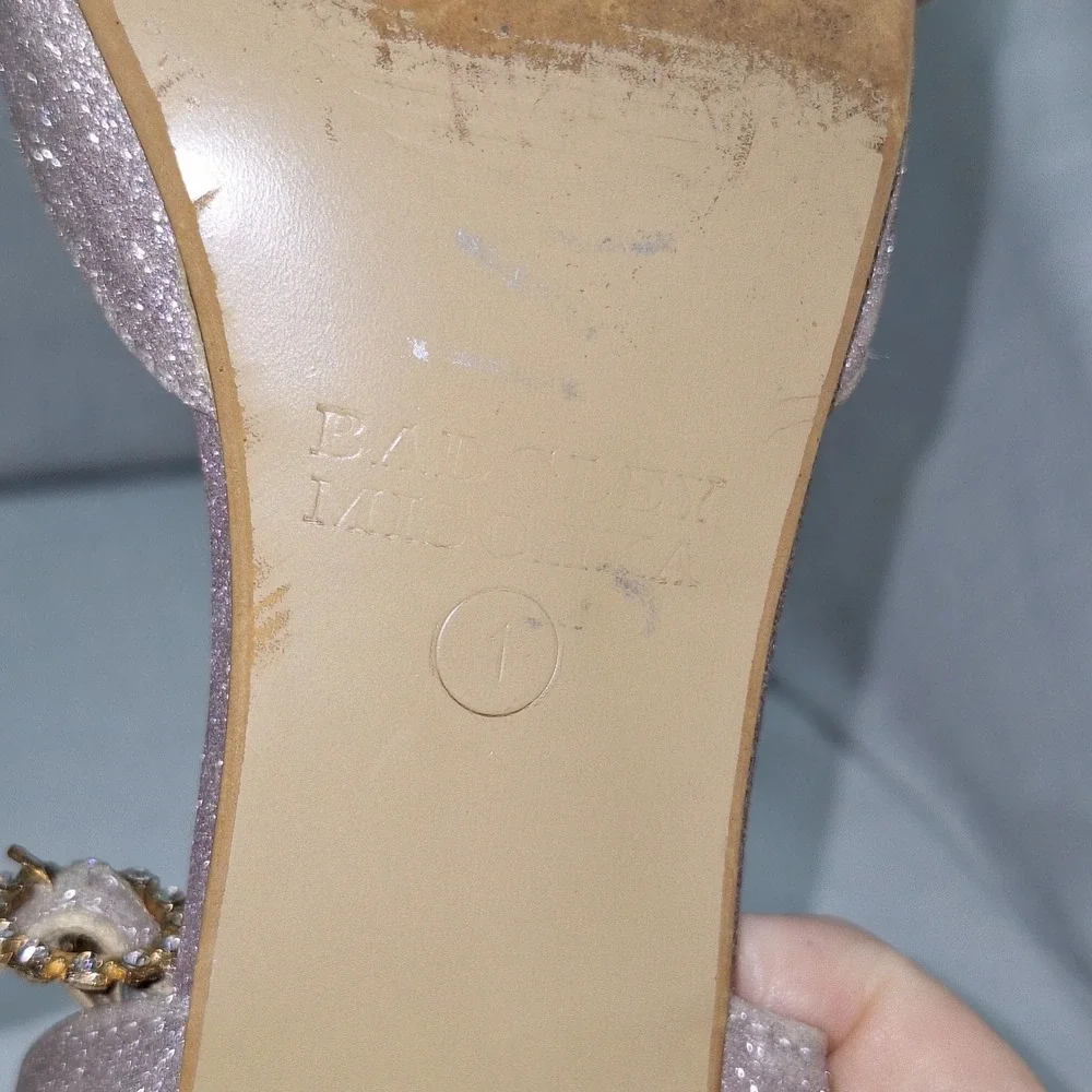 Badgley Mischka Pink Champagne 1 Glitter Bow Dress Heel Girls BM00016 Glittery